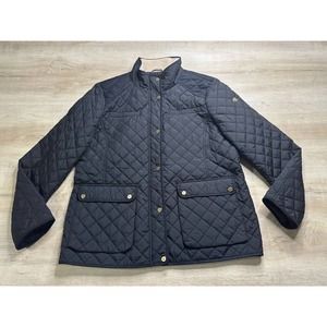 Polo Ralph Lauren Women M Diamond Quilted Jacket LRL Logo Pockets